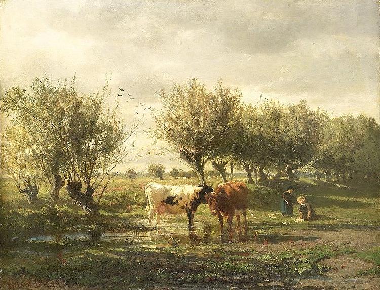 Gerard Bilders Cows at a pond oil painting image